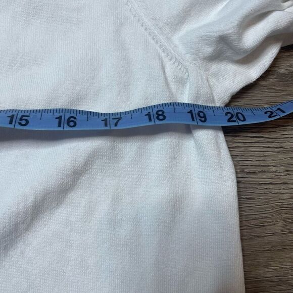 Anne Klein White Cardigan Flowers Career Womens Size Medium 3/4 Sleeve - Picture 4 of 8